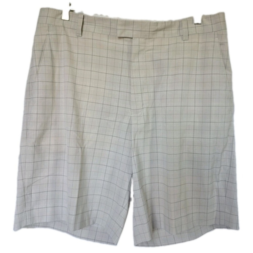 Tiger Woods Collection Golf Short Men 36 Plaid Tan Beige Flat Front